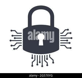 Digital security lock with circuit elements vector illustration icon Stock Vector