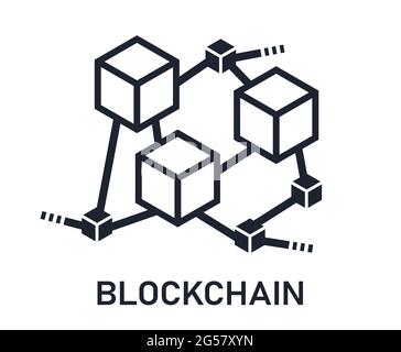 Blockchain cryptography technology concept visualization symbol vector illustration icon Stock Vector