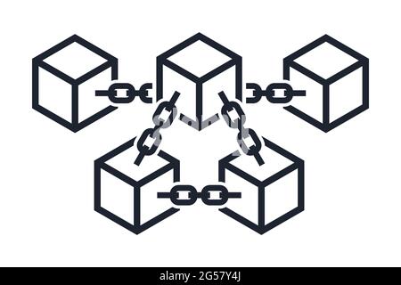 Blockchain concept visualization with block and chain elements vector illustration icon Stock Vector