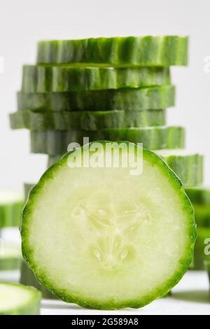 Studio shot of sliced cucumber Stock Photo