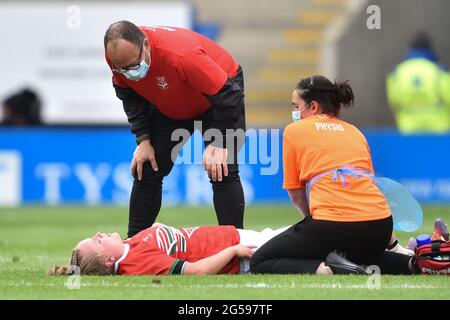 Warrington, UK. 25th June, 2021. Keira McCosh (15) of Wales in Warrington, United Kingdom on 6/25/2021. (Photo by Richard Long/ RL Photography/News Images/Sipa USA) Credit: Sipa USA/Alamy Live News Stock Photo