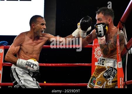 Civitavecchia, Italy. 25th June, 2021. The IBO Mediterranean Middleweight title goes to Emiliano Marsili. (Photo by Domenico Cippitelli/Pacific Press) Credit: Pacific Press Media Production Corp./Alamy Live News Stock Photo