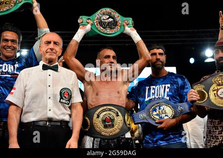 Civitavecchia, Italy. 25th June, 2021. The IBO Mediterranean Middleweight title goes to Emiliano Marsili. (Photo by Domenico Cippitelli/Pacific Press) Credit: Pacific Press Media Production Corp./Alamy Live News Stock Photo