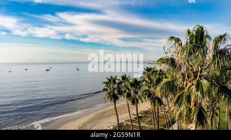 Scenic view of Pacific Ocean and beach in Santa Barbara, California Stock Photo