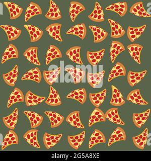 Seamless pattern of pizza slices in a graphic style for the corporate identity of the restaurant, packaging, menu design and interior decoration. Stock Vector