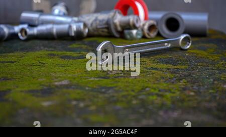 Close up of used tools Stock Photo