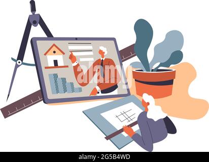 Education architect online internet and computer Stock Vector