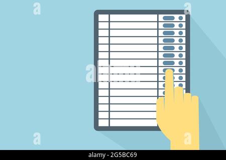 Hand casting vote in an Electronic voting machine Stock Vector