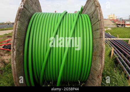 plastic tubes to be able to lay fiberglass for fast internet underground in Netherlands Stock Photo