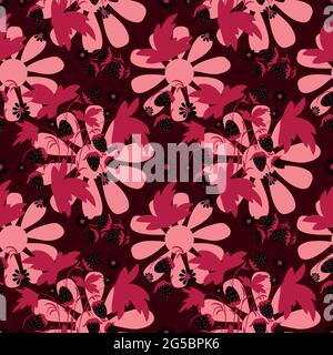 Folk flowers art pattern Floral abstract surface design Seamless pattern Stock Vector