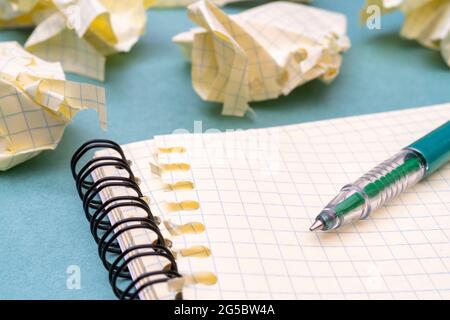 Green fountain pen and notepad pages Stock Photo