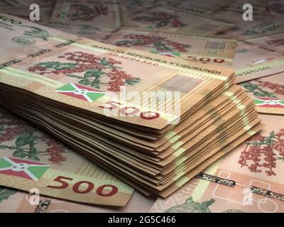Money of Burundi. Burundian franc bills. BIF banknotes. 500 francs. Business, finance, news background. Stock Photo