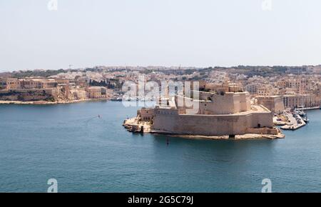 Fort St. Angelo. A bastioned fort in Birgu, Malta. It was originally built in the medieval period Stock Photo