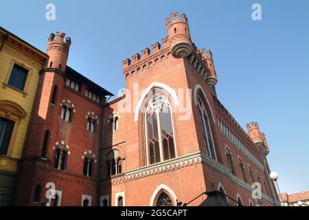Asti, Piedmont, Italy - Piazza Roma, Palazzo Medici del Vascello. Stock Photo
