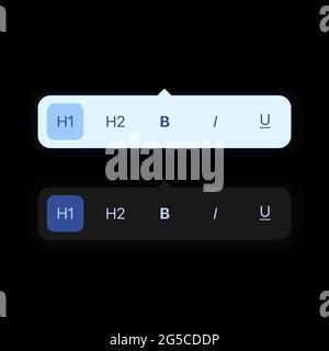 Character Menu Bubble. Select Font Type. Text editor mini icons. Stock Vector