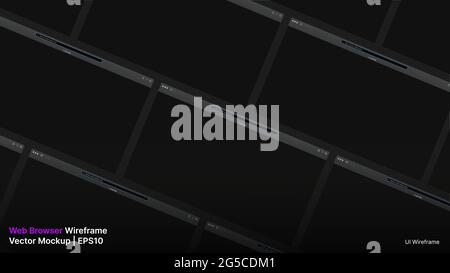 Web Browser Wireframe. Vector Dark Mockup Slide. Vector illustration Stock Vector