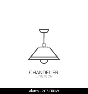 Chandelier outline vector icon. Editable stroke Simple modern chandelier for offices Stock Vector