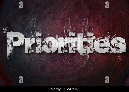 Priorities Concept text on background Stock Photo