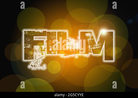 Film word on vintage bokeh background, concept sign idea Stock Photo