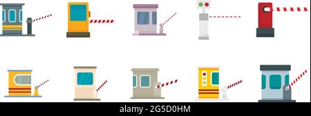 Toll road icons set flat vector isolated Stock Vector