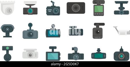 DVR icons set flat vector isolated Stock Vector