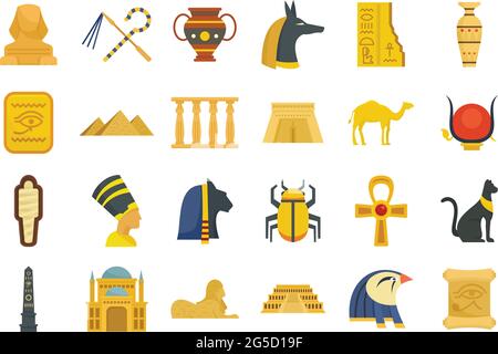 Egypt icons set flat vector isolated Stock Vector