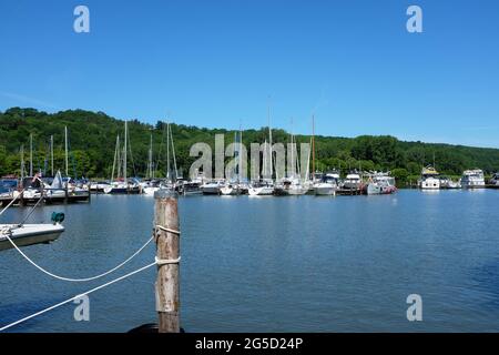 ITHACA, NEW YORK - 17 JUNE 2021: The Allan H Treman State Marine Park Marina. Stock Photo