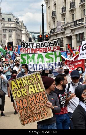 London, UK. 26th June 2021. People's Assembly, National Demonstration through central London. Credit: Matthew Chattle/Alamy Live News Stock Photo