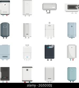 Boiler icons set flat vector isolated Stock Vector