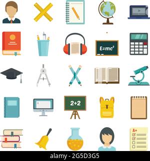 Lesson icons set flat vector isolated Stock Vector