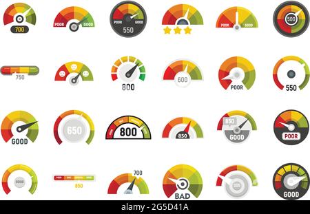 Credit score icons set flat vector isolated Stock Vector