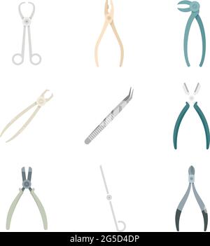 Forceps icons set flat vector isolated Stock Vector