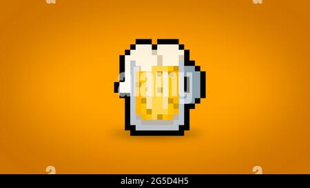 Pixel pint of beer wallpaper - 4k background Stock Photo