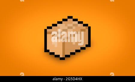 Pixel cardboard box wallpaper - high-res 4k background Stock Photo
