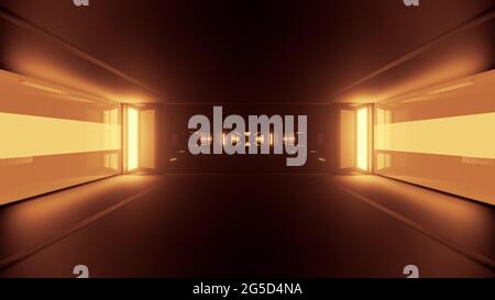 Glowing sepia tunnel as 4K UHD 3d illustration Stock Photo