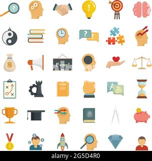 Life skills icons set flat vector isolated Stock Vector