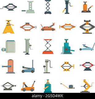 Jack-screw icons set flat vector isolated Stock Vector