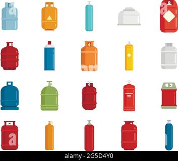 Gas cylinders icons set flat vector isolated Stock Vector