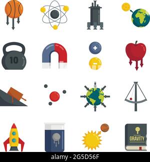 Gravity icons set flat vector isolated Stock Vector
