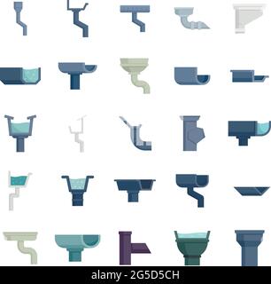 Gutter icons set flat vector isolated Stock Vector