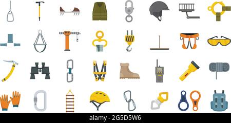 Industrial climber icons set flat vector isolated Stock Vector
