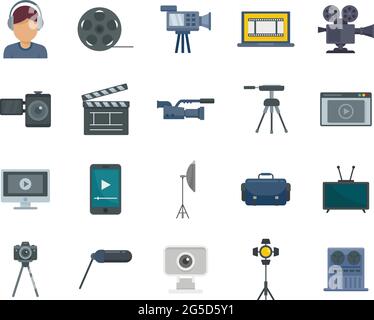 Cameraman icons set flat vector isolated Stock Vector