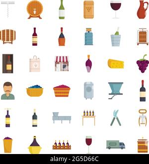 Winemaker icons set flat vector isolated Stock Vector