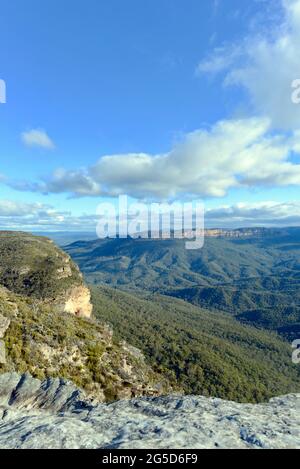 A view of Lincolns Rock in the Blue Mountains of Australia Stock Photo