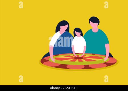 Family do floral designs on floor. Concept of Onam festival in Kerala Stock Vector