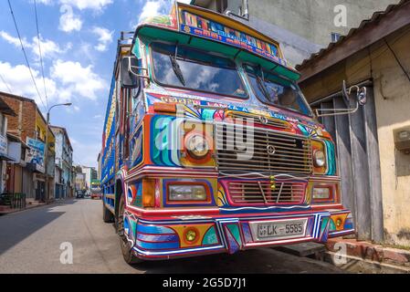 COLOMBO, SRI LANKA - FEBRUARY 23, 2020: Cab of the Lanka Ashok Leyland truck close up Stock Photo