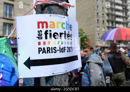 The Paris 2021 Pride march left from the suburbs (Pantin) for the first time, the crowd was there despite the absence of floats Stock Photo