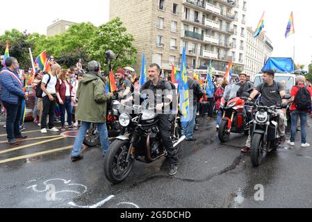 The Paris 2021 Pride march left from the suburbs (Pantin) for the first time, the crowd was there despite the absence of floats Stock Photo