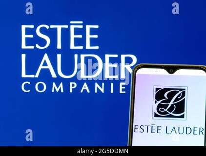 In this photo illustration, Estee Lauder Companies logo seen displayed on a  tablet. (Photo by Igor Golovniov / SOPA Images/Sipa USA Stock Photo - Alamy