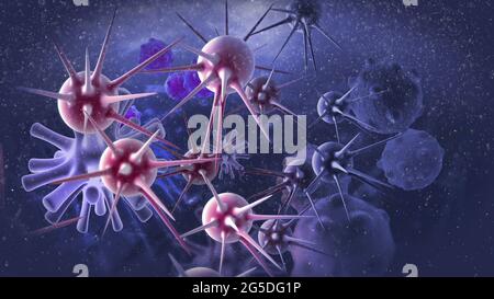 3d illustration - Cancer Cells With High Details Stock Photo